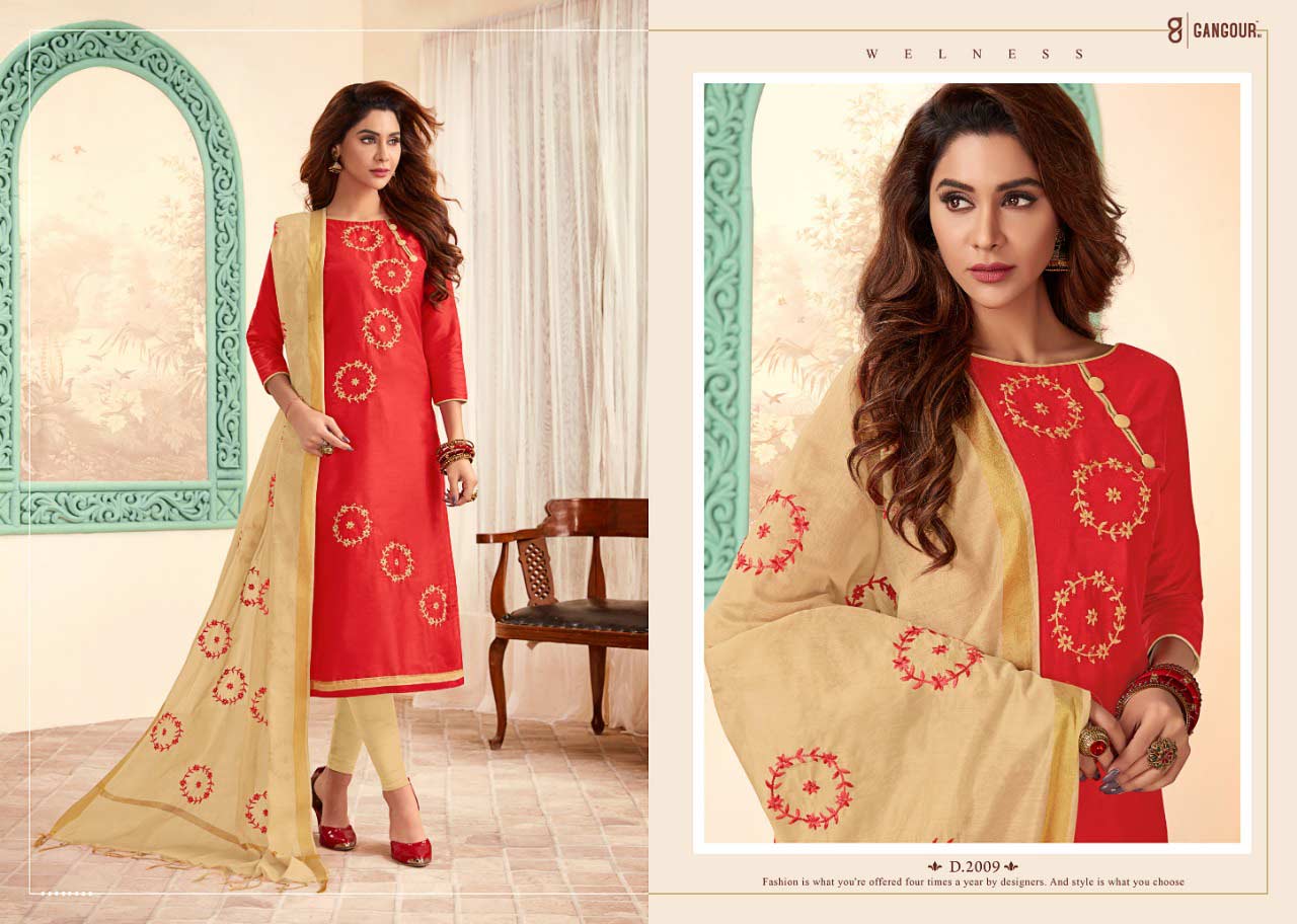 Gangour Blossom Vol 2 Long Slub Casual Wear Suits Gangour Blossom Vol 2 Long Slub Casual Wear Suits